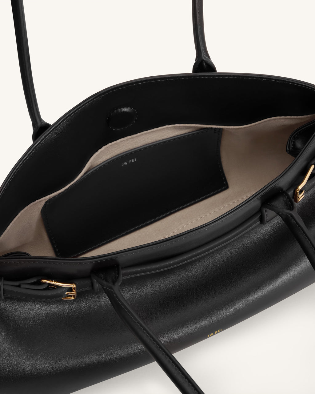 Arden Belt Detail East-West Shoulder Bag - Black