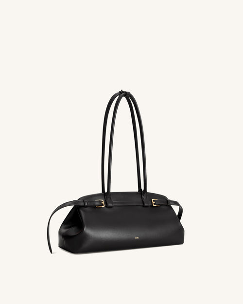 Arden Belt Detail East-West Shoulder Bag - Black