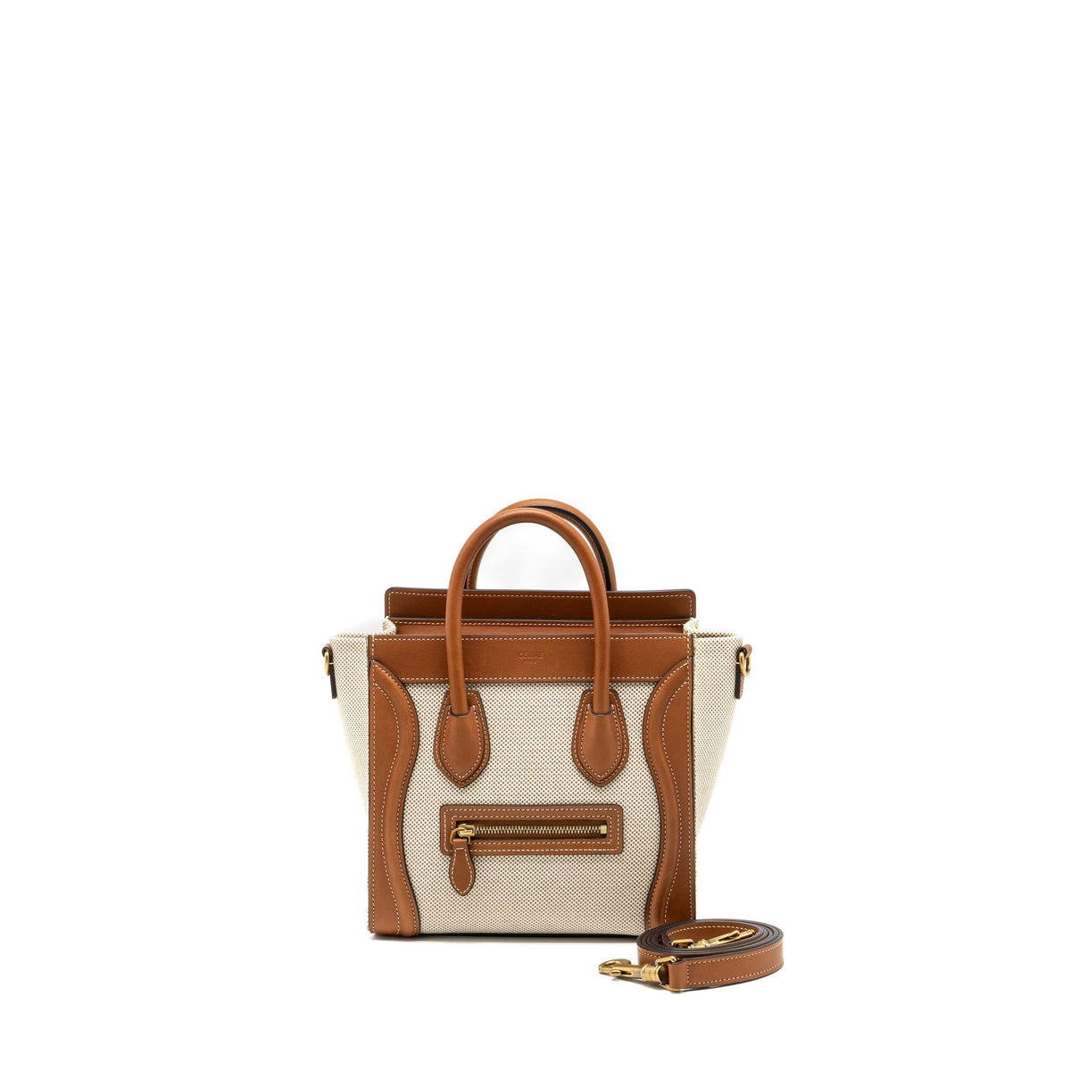 NANO LUGGAGE BAG CANVAS/LEATHER TAN/WHITE GHW