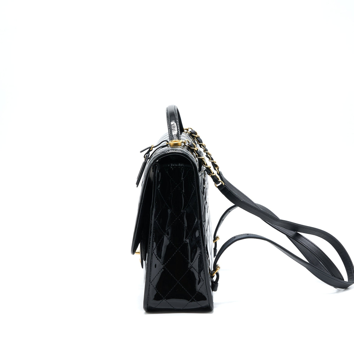22K LARGE BACKPACK PATENT BLACK BRUSHED GHW (MICROCHIP)